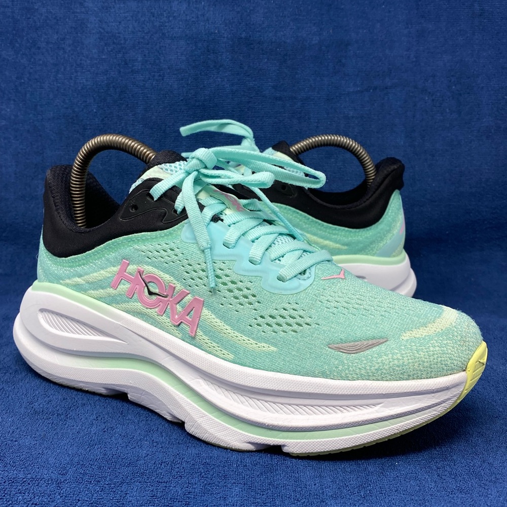 Hoka One One Bondi 9 Mint Green Women's Running Shoes Size 8 D Wide EXCELLENT - Picture 1 of 11